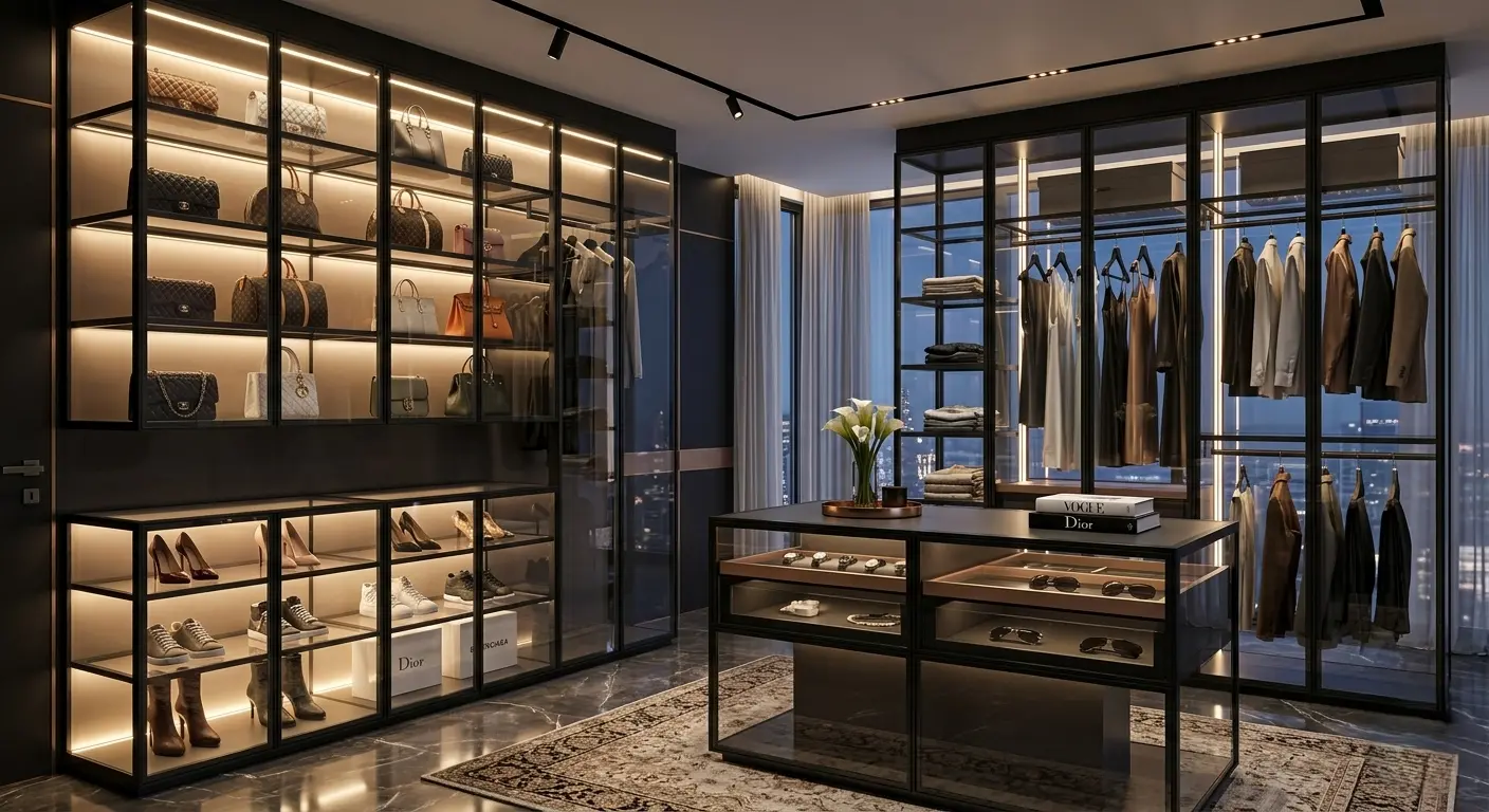 Modern glass wardrobe II Bangalore